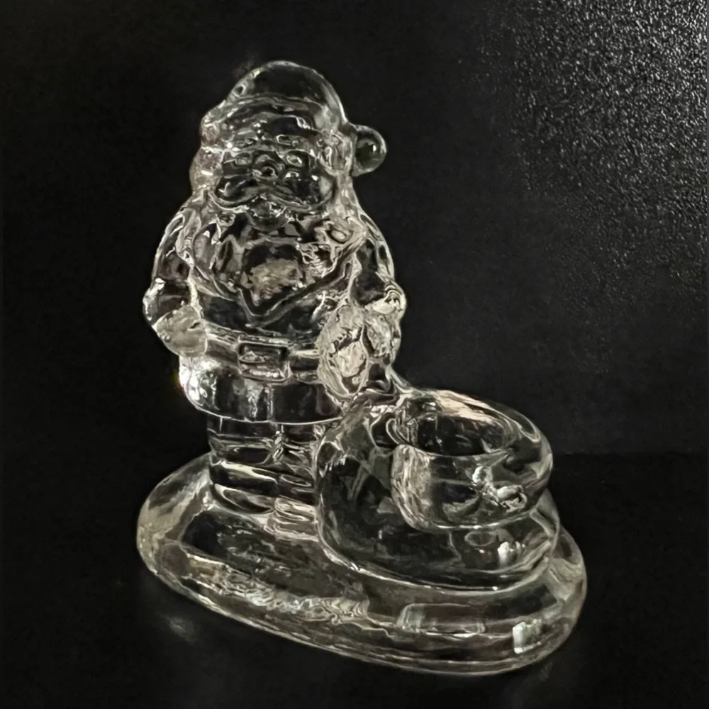 Williams-Sonoma Christmas Santa Claus Glass Candle Holders Set of 4